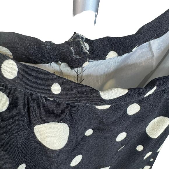 Vintage 80s Black Polka Dot Pencil Skirt Side Slits Pinup Rockabilly Midi Wiggle - Picture 10 of 15